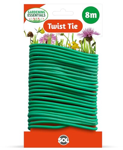 SOL 8m Twist Tie for Plants, 3.5mm Soft Garden Wire Plant Ties, Flexible & Reusable Support for Climbing Vines, Shrubs, Trees, Perfect in Securing, Organising & Creating Space for Healthy Plant Growth