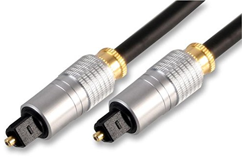 Pro Signal TOSLink Optical Audio Lead with Metal Housing, 1m Black – Premium Optical Cable with Gold Plated Contacts – PSG02861