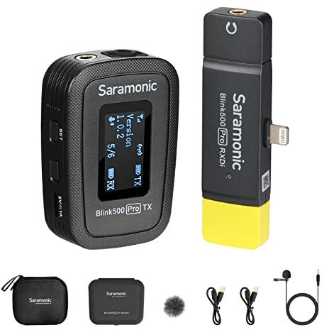 Saramonic Blink500 Pro Dual-Channel Wireless Lavalier Microphone for iPhone, Cordless 2.4G Clip-on Mic for Video Recording Facebook YouTube Live Stream Podcast Vlog Interview (B3)