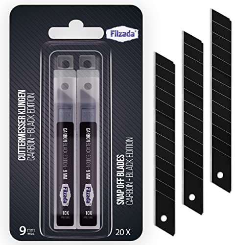 Filzada 20 cuchillas de repuesto para cúter de 9 mm, color negro