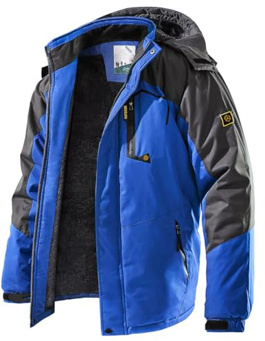CARWORNIC Men's Windproof Mountain Ski Jacket Winter Warm Snow Hooded Windbreaker Skating Fishing Hiking Snowboarding Coat Outdoor Waterproof Fleeced Raincoat Casual Downhill Camouflage Outwear
