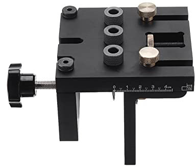 Drill Press Aluminum 3 in 1 Dowelling Jig 6/8/10/15mm Wood Drilling Guide Locator Adjustable Dowel Jig Kit for DIY Woodworking Tool for Fast and Accurate Installation of Door and Dra
