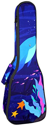 Ukulele väska undervatten blåval ukulele fodral för Sopran Tenor konsert 23 tum 10 mm tjock mjuk vadderad justerbara remmar spelväska