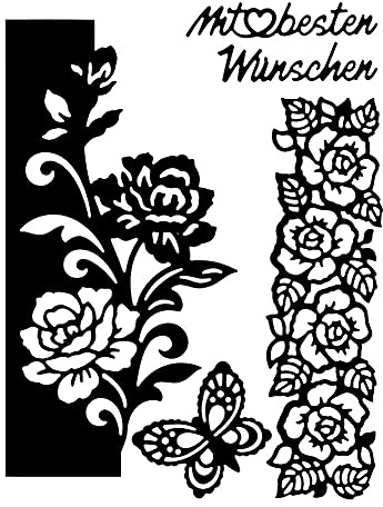 Ideen mit Herz Stanzschablonen, Zierrand & Rosenbordüre, 5 Stück