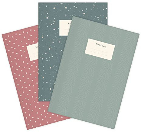 etmamu 158 3er-Set Notizhefte A5 | Dots & Chevrons, 32 Blatt blanko