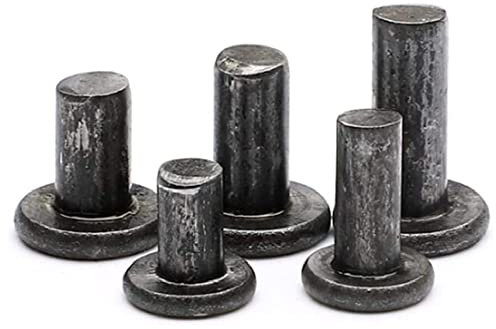 Remache de cabeza plana de color hierro, remache de impacto de hierro, remache completo, incluyendo peso del producto de 1 kg, diámetro de 6 mm y longitud de neopreno (10 mm)