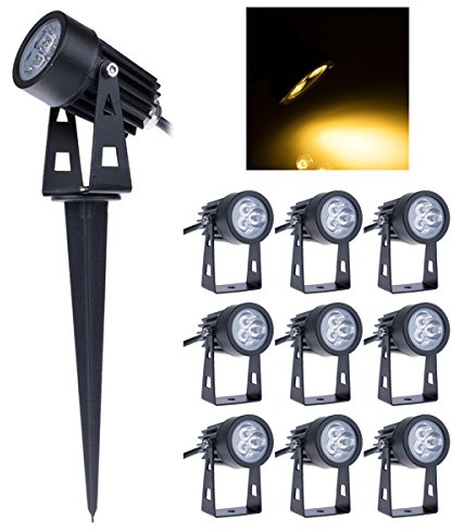 aulyun 10 PCS 3W LED Gartenleuchte mit Erdspieß Gartenstrahler IP65 wasserdicht 85-265V/AC für Garten, Terrasse, Pflanzen, Wegen