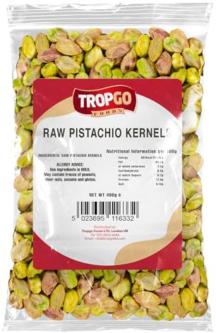 Tropgo Raw Pistachio Kernels - 400g - Sweet & Creamy Pistachios - Packed Fresh, Premium Quality Healthy Nuts - High in Fibre & Minerals - Perfect for Snacking