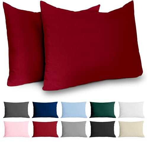 Kissenbezug 50x70 Renforcé Baumwolle (2er-Set) - Burgunderrot - Dicht gewebt mit 57 Fäden/cm² - Kissenbezug 70x50 cm - Oeko Tex Zertifiziert - Dreamzie