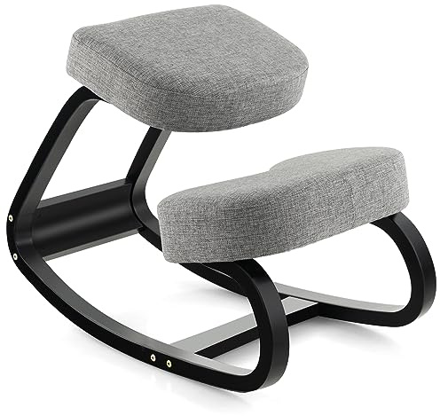 DORTALA Ergonomic Kneeling Chair, Rocking Knee Chair for Upright Posture, Home Office Ergo Kneel Support Stool, Relieving Back and Neck Pain & Improving Posture