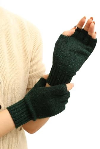 Prettystern Damen Herren Kaschmir-Wolle Halbfinger kurzfinger-handschuhe Handschuhe Handstulpen