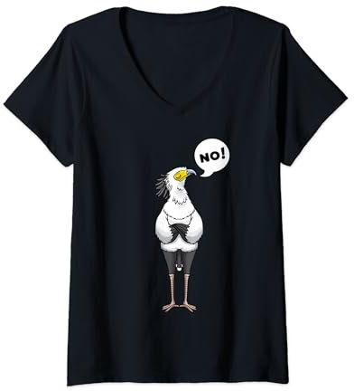 Sekretär Vogel T-Shirt mit V-Ausschnitt
