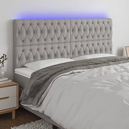 LAPOOH Kopfteil, Bettkopfteil, Kopfteil Bezug, Bett Rückwand, Bettrückwand, Kopfteilbezüge, Kopfteilabdeckung, Hellgrau 200x7x118/128 cm Stoff