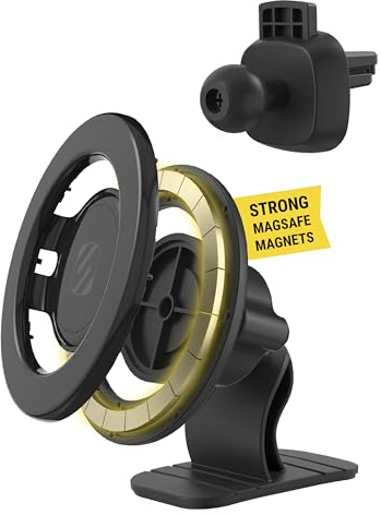 Scosche MagicMount Select MagSafe Car Mount for iPhone, Strong Magnetic Phone Holder for Car Magnet Phone Mount with 360° Rotation for Dashboard/Vent Compatible with iPhone 17/16/15/14 Pro Max Android