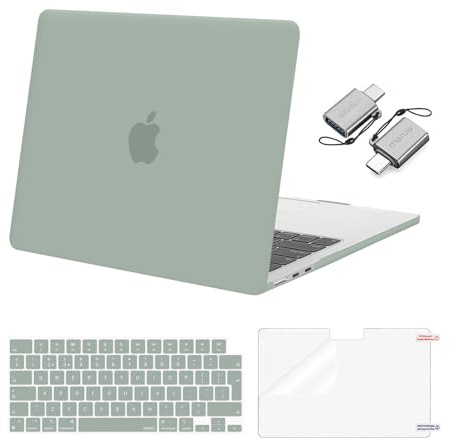 MOSISO Kompatibel mit MacBook Air 13 Zoll Hülle M5 M4 M3 M2 2026-2022 13,6 | Hartschale Hülle für MacBook Air 13,6 Zoll A3449 A3240 A3113 A2681&Tastaturabdeckung&Displayschutz&Typ-C, Antikes Grün