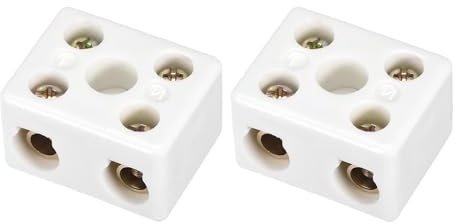 Rebower 2Stk 2W5H Keramik Klemmen Blöcke für Strom Verteilung 39x31.5x23mm | Porzellan Keramik Draht Verbindung, Heizung Beleuchtung
