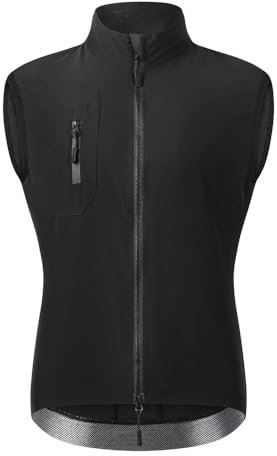 SMTSEC Fahrradweste Herren Damen Reflektierend Winddicht Windstopper Laufweste Wasserdicht Atmungsaktiv MTB Warnweste Fahrrad Ärmellose Weste Jacke Radweste Leicht Softshellweste Sportweste,Black-XXL