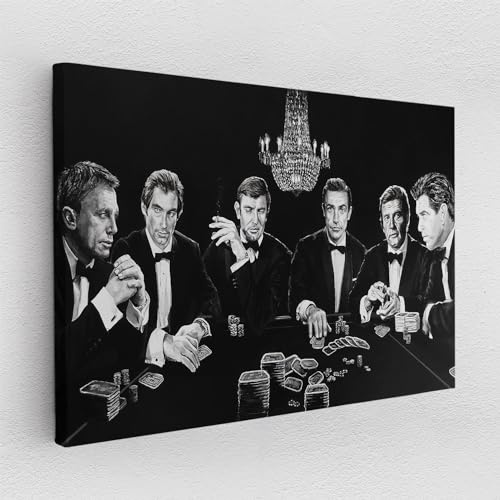 Leinwand Pop Art Graffiti Gentleman James Bond Film Wand Abstrakt Wandbilder Wohnzimmer Schlafzimmer Büro Wanddekoration Deko XXL günstig (Leinwand, 80x60 cm)