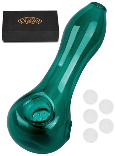 NETONDA Glaspfeife mit 7 Kickloch dicke kleine Glass Pipe handgemachte Mini Pfeife hitzebeständige Glas Pfeife tragbare geruchlose Glas Pipe wunderschönes Geschenk für Vater Ehemann und Sammler