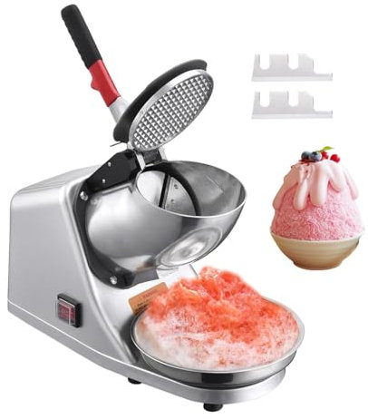 Broyeur À Glace Électrique, Machine À Glace Pilée En Acier Inoxydable 300 W, Machine À Cône De Neige 2200 Tr/min Avec Couvercle Et Bol, Machine À Rasoir À Glace Électrique, Machine À Cône De Neige
