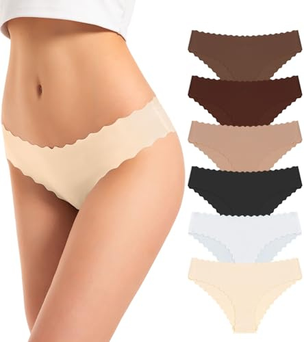 TANSTC Unterhosen Damen Nahtlose Unterwäsche Frauen Seamless Slips Stretch Damenunterwäsche Hipster Panties Atmungsaktiv Schlüpfer Unsichtbar Weich Höschen Bikinis Mehrpack 6er Pack XS-XL