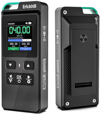 ERICKHILL Geigerzähler, Dosimeter zur regelmäßigen Messung der Radioaktivität, hochpräziser Nuklearstrahlungsdetektor, tragbarer Beta-Gamma-Röntgentester mit LCD-Display, Typc-C wiederaufladbar
