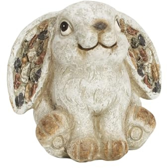 mucHome Gartenfigur Hase, grau-braun, Höhe 13cm aus Polyresin für Garten, Blumenbeete Figur Kaninchen (Hase)
