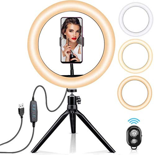 Anneau Lumineux LED 26cm pour téléphone Portable, lumière de Remplissage en Direct avec trépied, éclairage annulaire pour Bureau, beauté, Photo