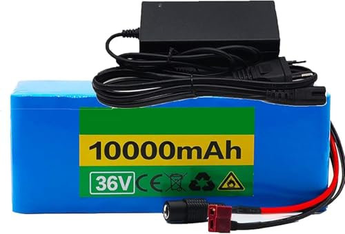 Batería de Iones de Litio 18650 10S3P, batería de Litio Impermeable de 36 V 10 Ah Batería Recargable de Litio de Alta Potencia Protección BMS incorporada PVC Impermeable para Motor de 200 W