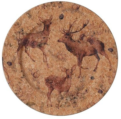 Assiette décorative en plastique de 33 cm - Motif animaux de la forêt - Assiette de présentation festive pour différentes occasions - Soucoupe pour mariage, jubilé, Noël - Décoration de Noël - Marron