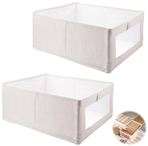 2 Piezas Caja Almacenamiento, 41*28*17 cm Caja Plegable, Cajas Almacenaje Tela, Cajas Organizadoras Armarios, Organizador Camisetas, Organizador Ropa Armario, Cajas Almacenamiento para Ropa, Libros