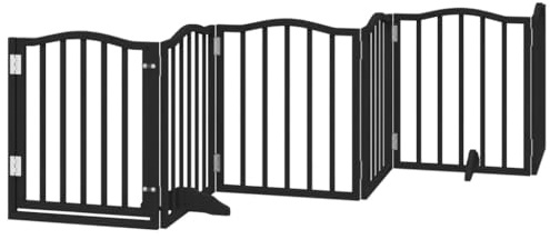 vidaXL Hundgrind med dörr vikbar 6 paneler svart 300 cm poppel, husdjursgrind, hundgrind för trappor, valpgrind för trappor