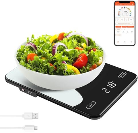 Wfxjyg2223 Kitchen Food Scales, Digital Food Scale 10kg Smart Kitchen Scales with Nutrition Calculator APP Rechargeable Gram Scale for Weight Loss Baking Scales, Food/Cooking/Baking Scale