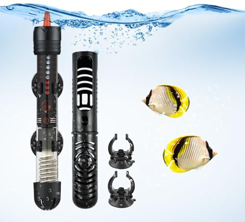 Esoes Aquarium Heizung 50W 60L (Mit Schutzhülle), Aquarium Heizstab mit Temperaturanzeige, Thermostat und Saugnäpfen