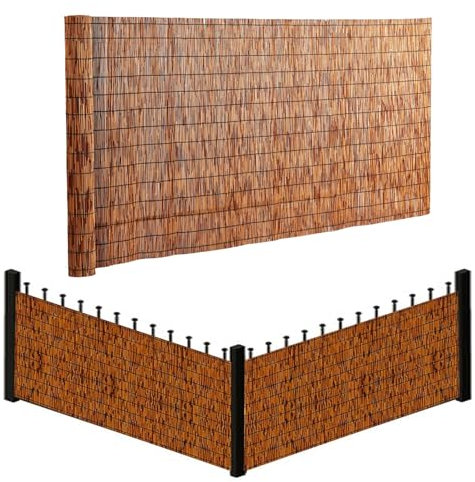 Sichtschutzzaun Für Den Garten, Schilfzaun 100 cm – 1000 cm L, Schilfrohrmatte Balkonverkleidung Zaunblende Für Innenhof, Garten, Balkon, Schilf-Sonnenschirm-Dekoration(100x100cm(3.3x3.3FT))