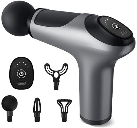 Anluomania Massagepistole, Massage gun mit 6 Geschwindigkeiten, Handmassagegerät 3200RPM, Massage Pistole, Muskel Massagegerät mit 4 Massageköpfen, Handmassagegeräte für Muskelmassage Entspannung