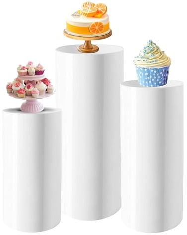 Homesally 3 PCS,Runder Zylinder Sockel Ausstellungs Stand, Metall Zylinder Sockel ständer, Event Dekoration für Party, Hochzeit, Desserttisch Kunstdekoration