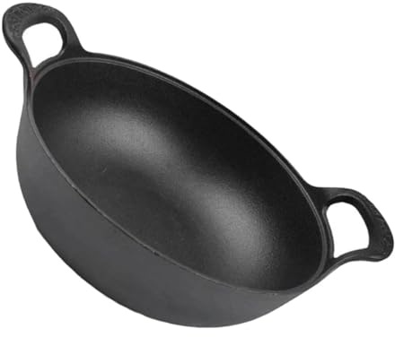 Cacerola poco profunda con tapa, cacerola de hierro fundido, sartén de hierro fundido, utensilio de cocina antiadherente, sartén de hierro fundido, olla for sopa, cacerola for exteriores, olla for ext