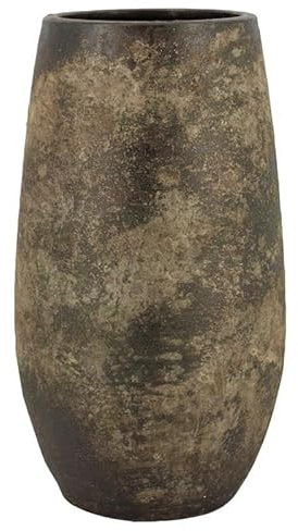 INNA-GLAS Pflanzvase Keramik AROON mit Maserung, antikgrün, 40cm, Ø22cm | Blumenvase