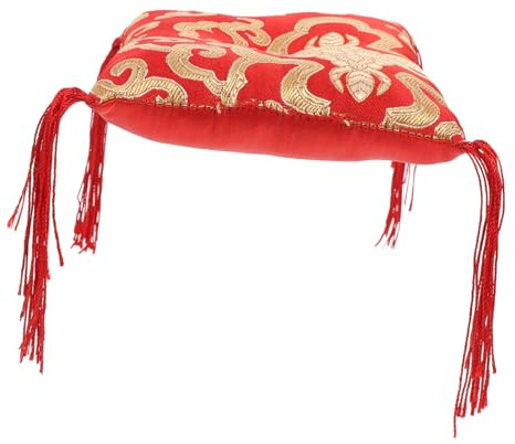 Rotes Klangschalenkissen aus Stoff, Konkav, Tibetisch Inspiriert | Meditation und Yoga, Passend für Singing Bowl und Tibetan Singing Bowl, Elegantes Design Zufälliger Stil