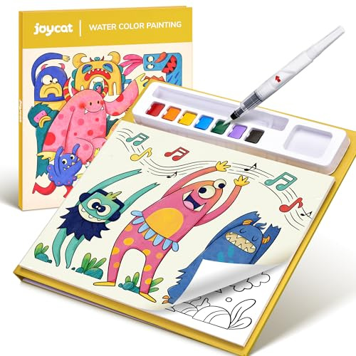 JoyCat Malbuch mit Wasserfarben für Kleinkinder ab 3-8 Jahren, Aquarell Malset für Kunst & Basteln, Lernspielzeug als Geburtstagsgeschenk für Jungen und Mädchen