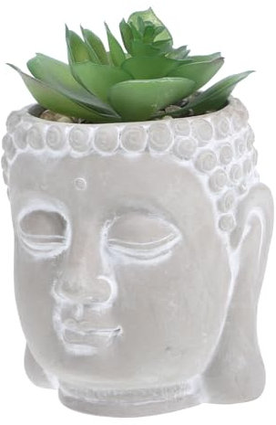 Abaodam Gartendekoration Buddha-Statue Mit Gefälschten Pflanzen Aus Zement Outdoor-skulptur Für Zen-Garten Für Tischdekoration