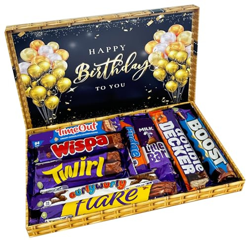 Happy Birthday Chocolate Letterbox Chocolate Gifts for Men- Unique Chocolate Box with Full Sized Bars- Mens Birthday Gift