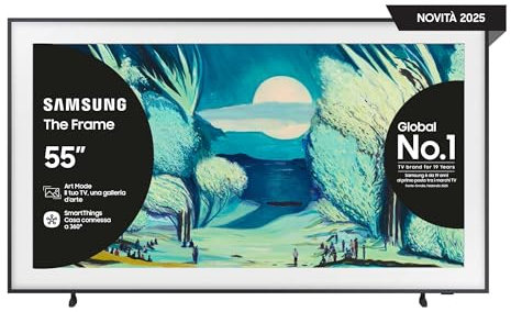 Samsung Smart TV 55'' QE55LS03FAUXZT QLED 4K, NQ4 AI Gen2 Processor, 4K AI Upscaling, Art Mode, Matte Display, Dolby Atmos & OTS Lite, Modern Frame Design, 2025