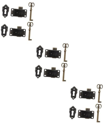 SHINEOFI 6pcs Antique Cupboard Locks Cabinet Door Locks Decorative Jewelry Box Classical Key Creative Vintage for Latch Storage for Wardrobe