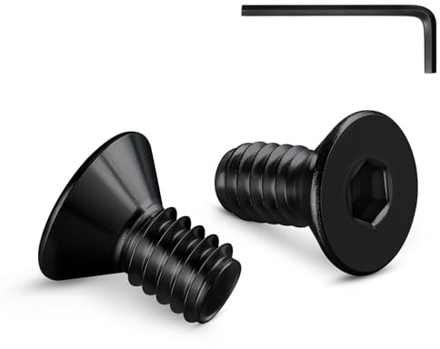 Wavanta 20Pcs M3 Bolts, M3 X 6mm Black Countersunk Bolts Screws, Flat Head Hex Socket Cap Screws, 304 Stainless Steel, Full Thread, with Hex Spanner