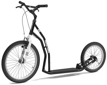 YEDOO Three Y40 Tretroller - Kickscooter für Erwachsene mit Luftreifen 20/16 und Tragfähigkeit bis zu 150 kg. Scooter Roller mit verstellbarem Lenker. Schwarz (Black)
