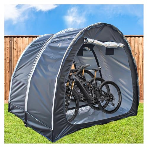 2 PCS Bike Tent Outdoor Storage Waterproof Can Be Spliced Outside Storage Sheds with Double Doors for 2-5 Bikes Small Outdoor Shed,Black