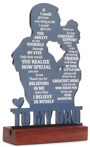 Lotnery To My Dad Engraved Plaque - Heartfelt Personalised Gift from Daughter, Acrylic Desktop Decor with Wood Base for Father's Day, Birthday,or Christmas Gifts Birthday, Elegant Keepsake Size 11.7x1