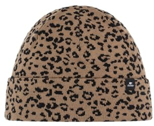 Eisbär Mütze Damen Banto Leo in Cappucino - Merino Beanie Strickmütze Leopardenmuster - warme 2 Lagen Wintermütze Haube aus Österreich